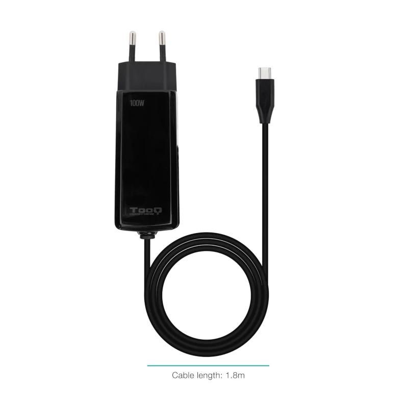 Cargador de pared TooQ TQLC-USBCGAN100PD-C 100W USB-C PD negro
