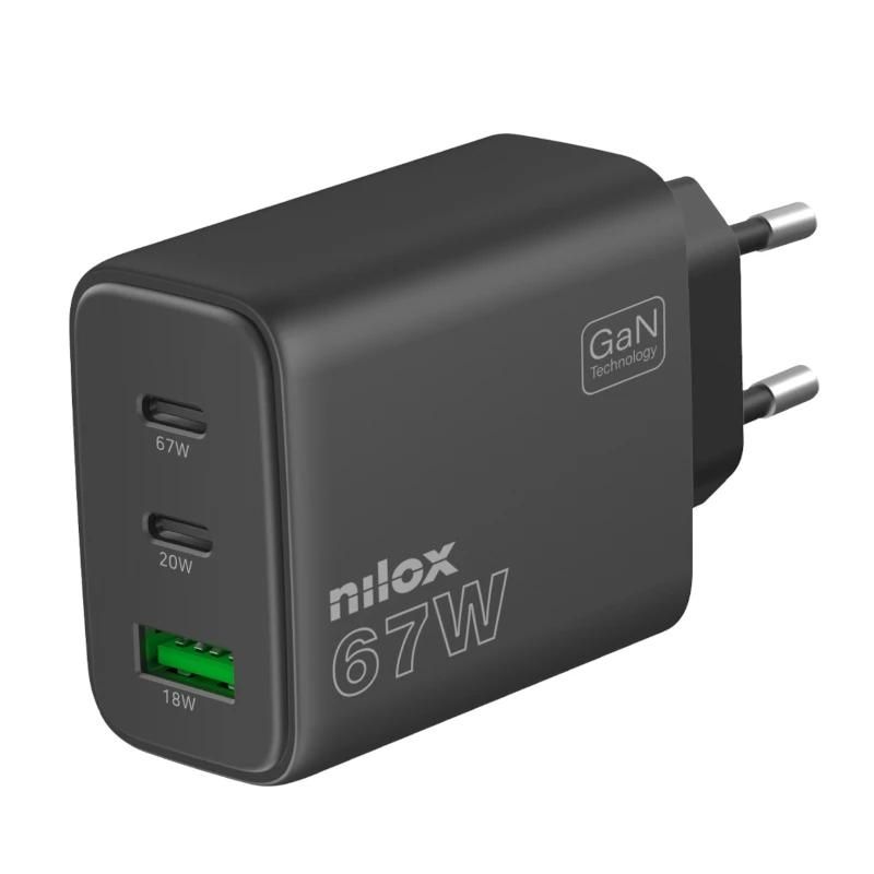 Cargador o adaptador de corriente NILOX 67W 2 USB-C USB-A