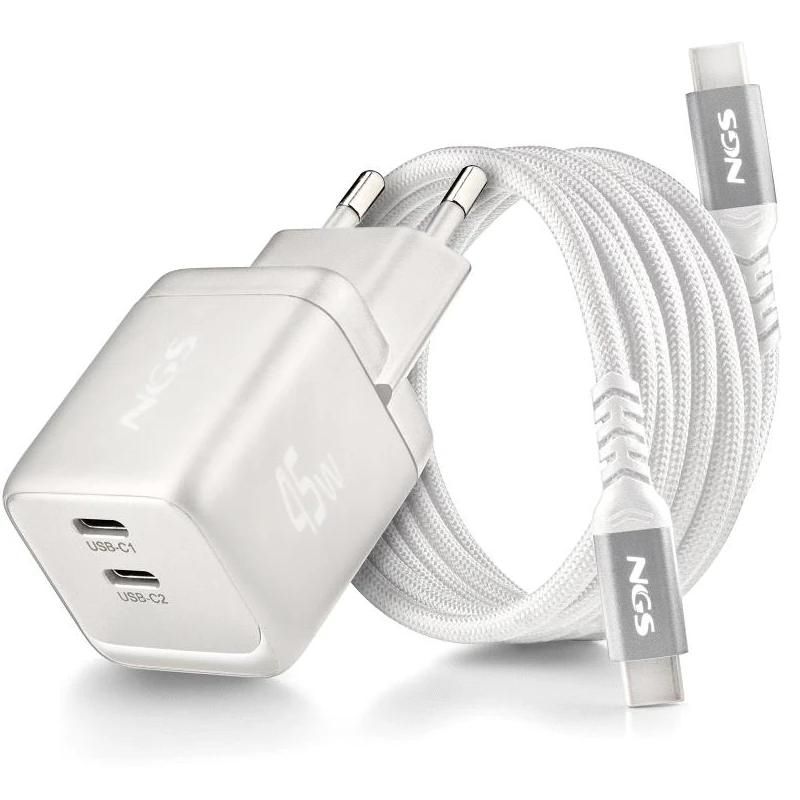 Cargador o adaptador de corriente NGS Carg Nano GAN 45W PD3.0 TIPOC UltraRáp. White