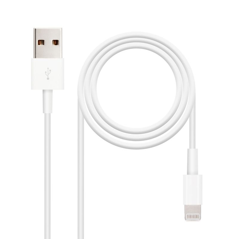 Cable Nanocable Lightning a USB 2.0, 2 m, blanc