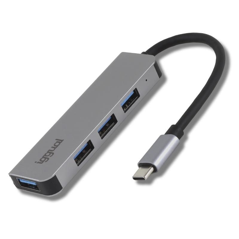 Hub USB-C vers 4 ports USB-A 3.0 iggual IGG319239 argent
