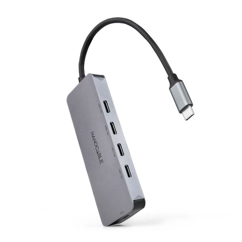 Hub USB-C Nanocable 10.16.4505 4 ports USB-C + PD 100W gris