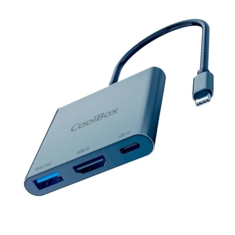 Hub USB-C CoolBox COO-DOCK-C-31 3 en 1 gris espacial