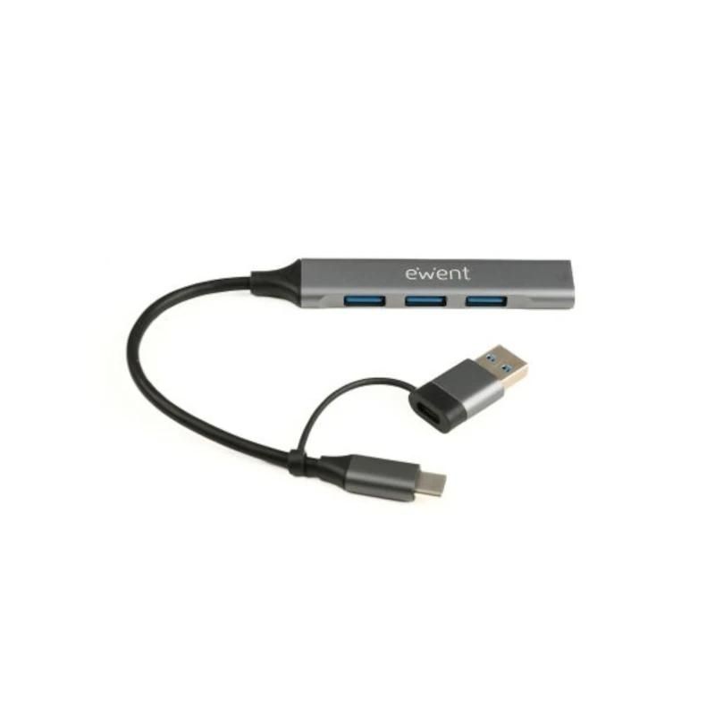 EWENT HUB USB-A-C 5Gbps 3puertos 3.1 USB A alum