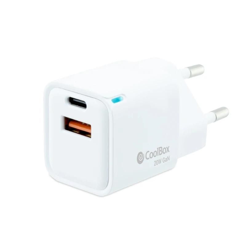 Carregador de paret CoolBox COO-CUP-20CA 20W GaN USB-C i USB-A