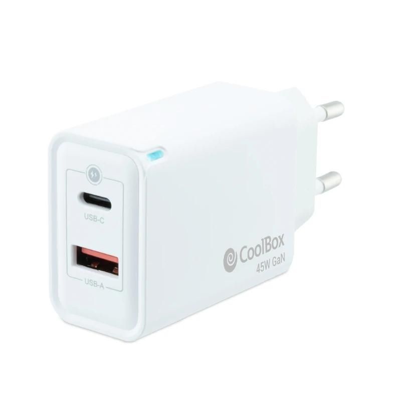 Carregador de paret CoolBox COO-CUP-45CA GaN 45W USB-C i USB-A