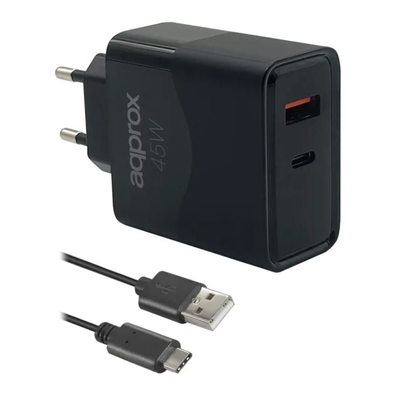 Carregador de paret Approx APPUSBWALL45W 45 W PD i QC 3.0