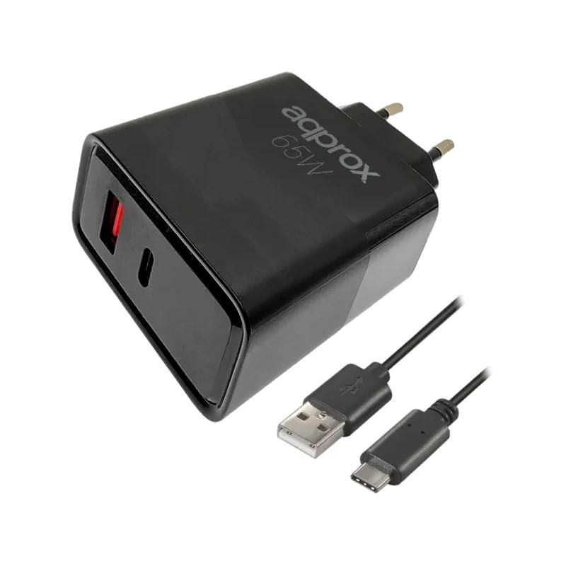 Cargador de pared Approx! APPUSBWALL65W 65W PD 3.0 y QC 3.0