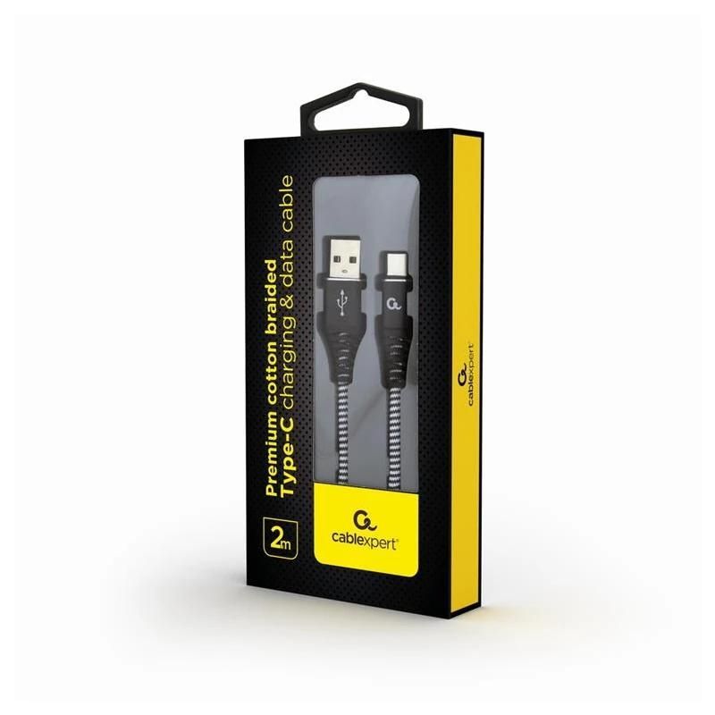 Chargeur ou adaptateur secteur GEMBIRD Cable USB T C trenzado de algodón 2m
