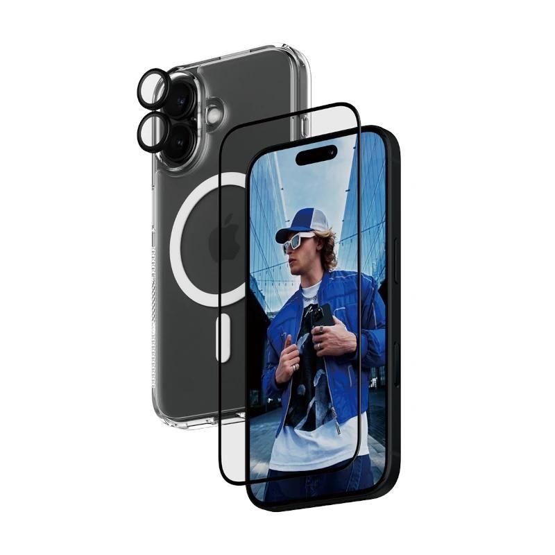 Pack PanzerGlass 3 en 1 pour iPhone 16 : écran et objectifs