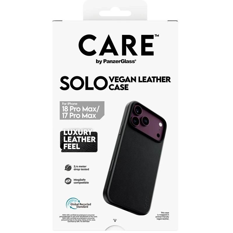 Phone case or protector PanzerGlass Care VeganLeatherCase Black MagSafe iP 18PMx 17PMx