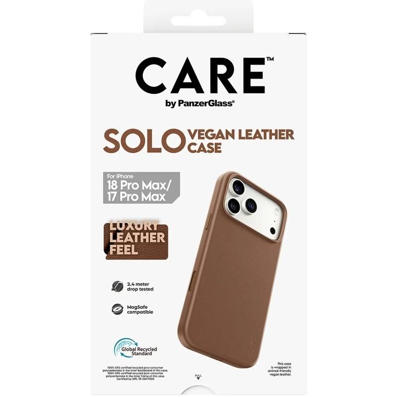 Phone case or protector PanzerGlass Care VeganLeatherCase Brown MagSafe iP 18PMx 17Mx