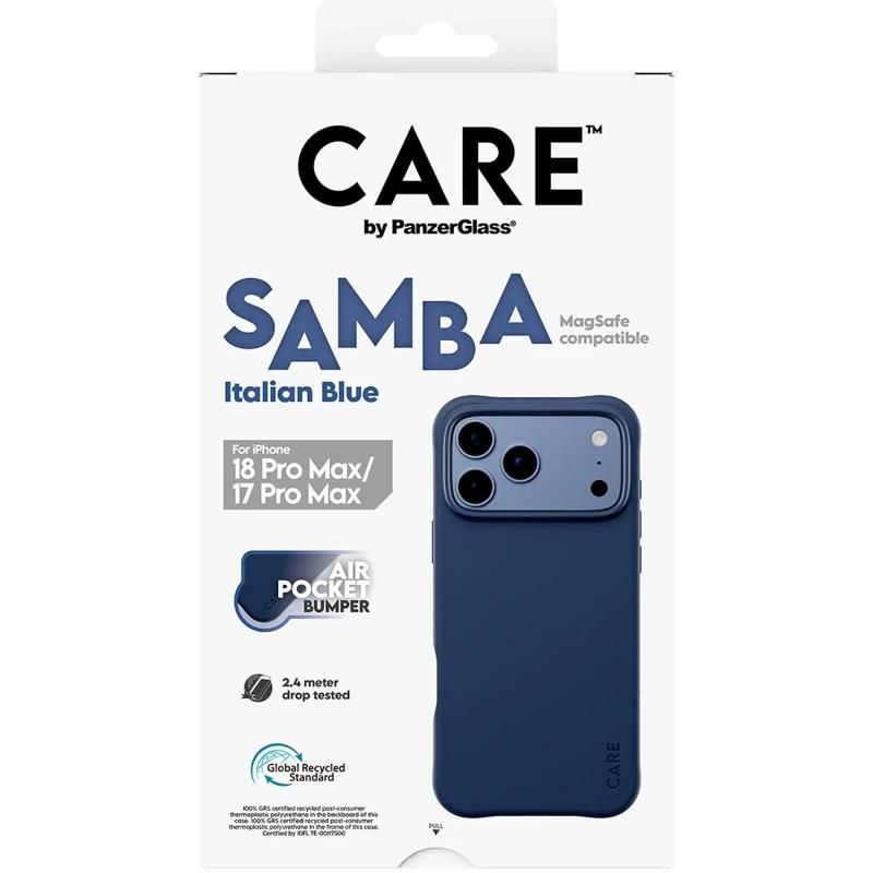Phone case or protector PanzerGlass Care Samba Case ItalianBlue MagSafe iP 18PMx 17PMx