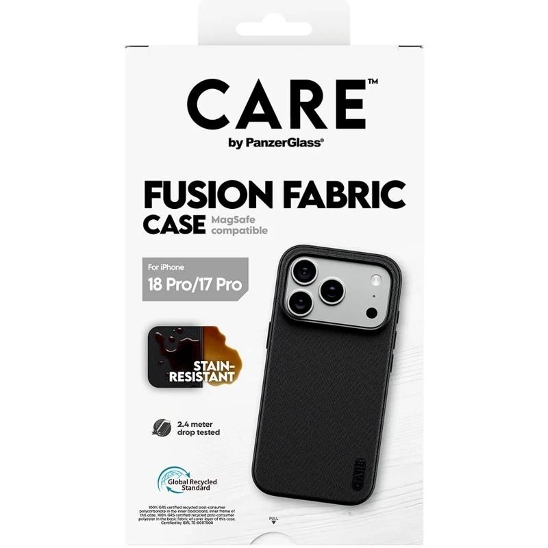 Phone case or protector PanzerGlass Care Fusion Fabric Case Black MagSafe iP 18Pr 17Pr