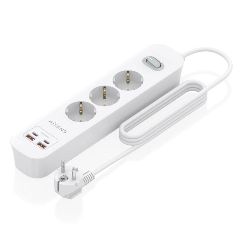 Regleta Aisens ASPS-2A2C10-W 3 tomas + 4 USB blanca