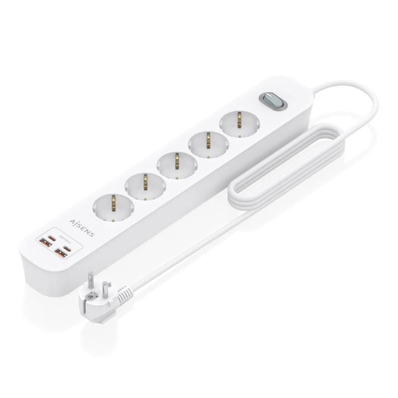 Regleta Aisens ASPS-2A2C14-W 5 tomas Schuko y 4 USB blanco