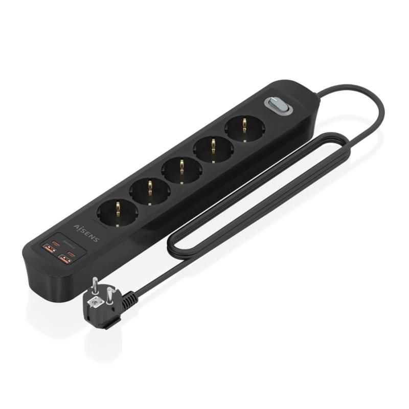 Regleta Aisens ASPS-2A2C15-BK 5 tomas + 4 USB