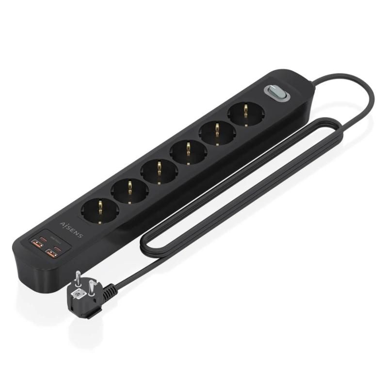 Regleta Aisens ASPS-2A2C17-BK 6 tomas + 4 USB