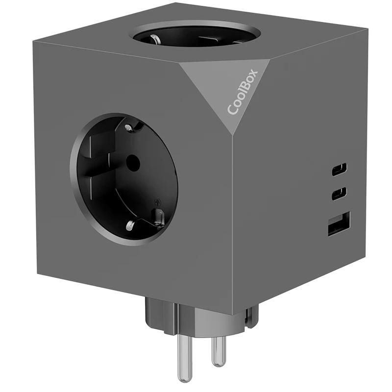 Multiprise électrique CoolBox CUBIK Base 3 Enchufes Carga USB C+A