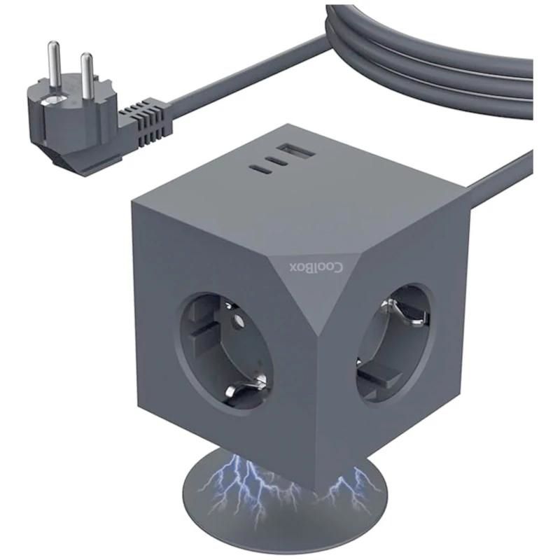 Multiprise électrique CoolBox CUBIK 3 Enchufes Cubo Magnético Carga USB