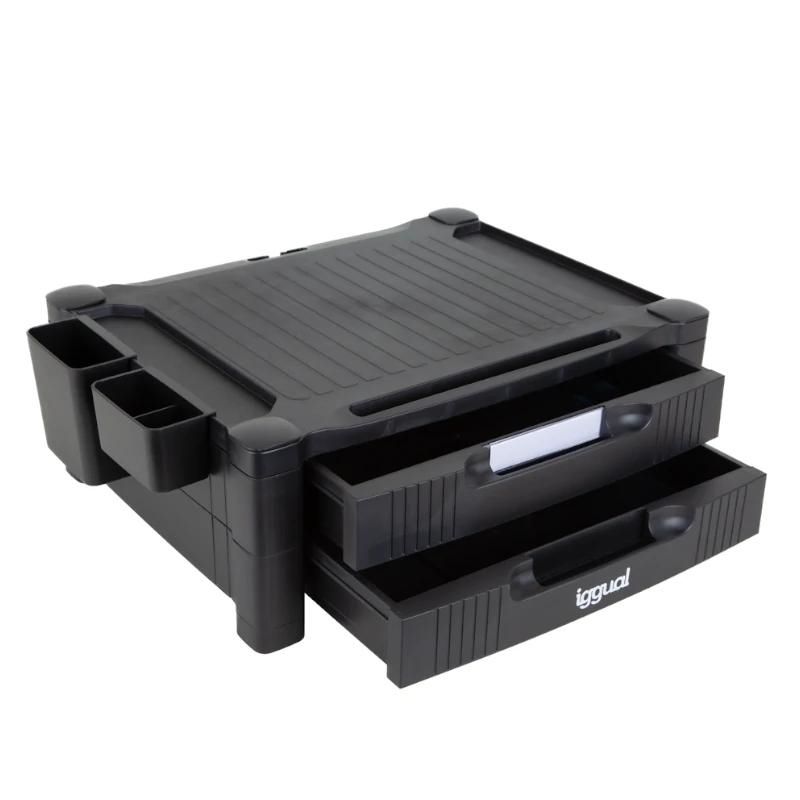 Accesorio para televisor o monitor iggual EM2C Elevador monitor 2 cajones negro