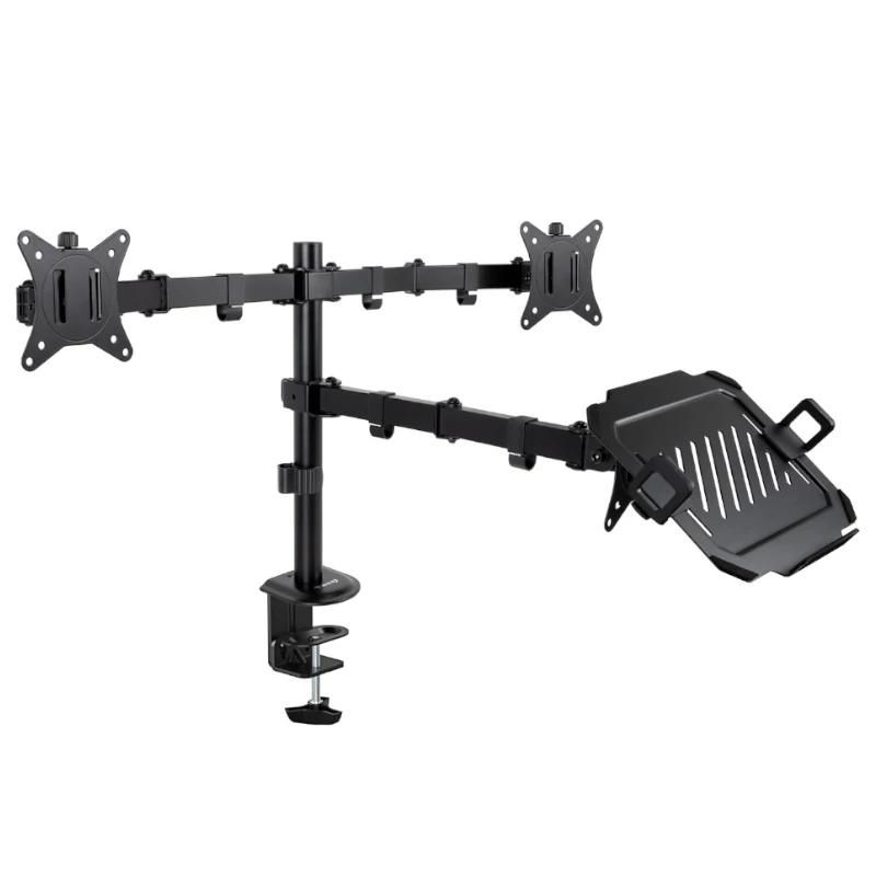 Soporte de mesa TooQ DB1202TN-B para 2 pantallas y portátil