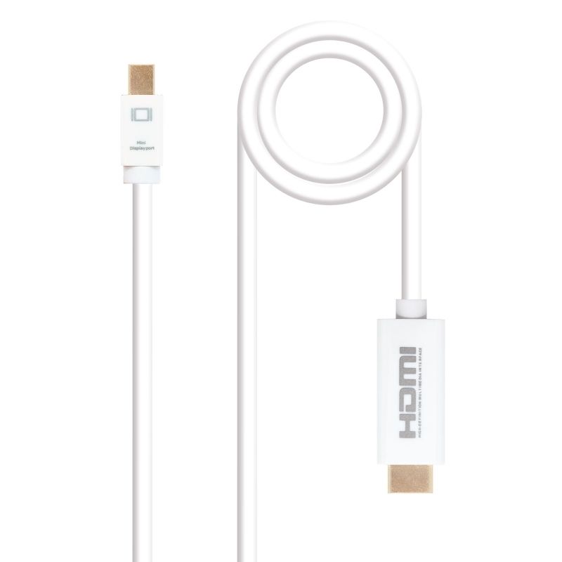 Nanocable 10.15.4002 Mini DP to HDMI converter cable white 2 m