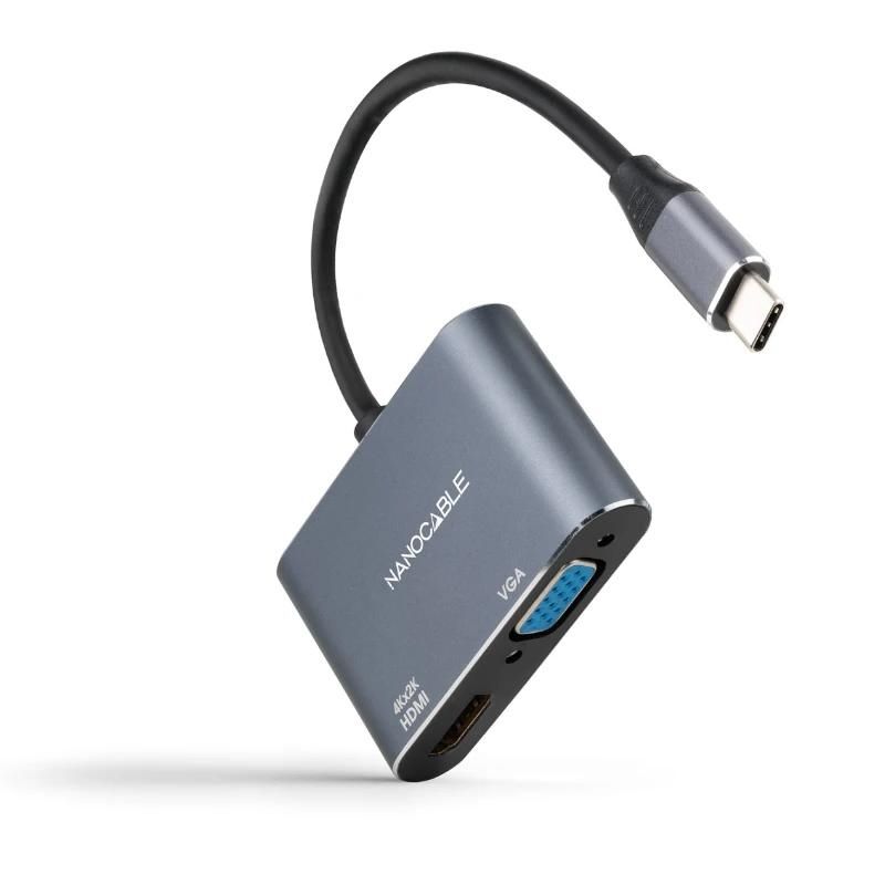 Câble audio ou vidéo NANOCABLE Conversor USB-C/M a HDMI-VGA/H 15 cm