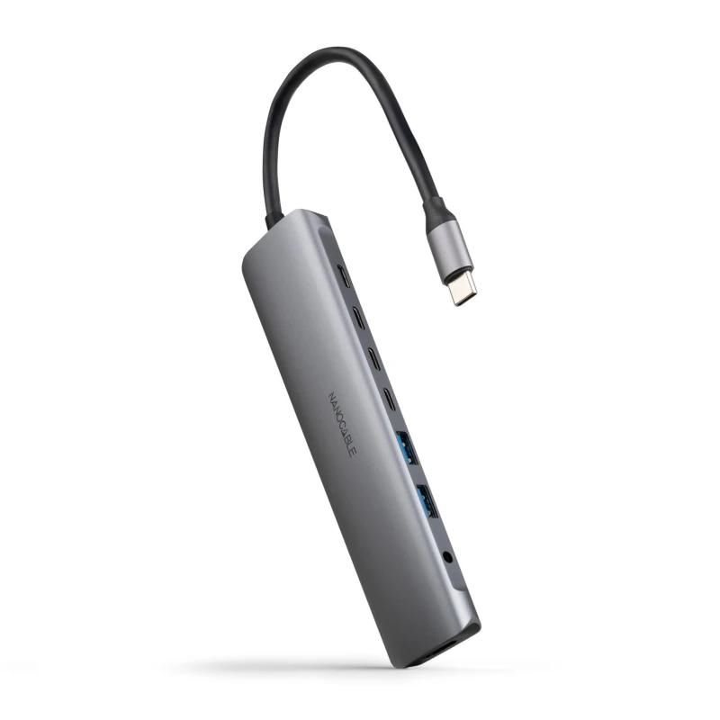 Cable d'imatge o so NANOCABLE Hub 8en1 USB-A+USB-C+HDMI+USB-C PD+Jack