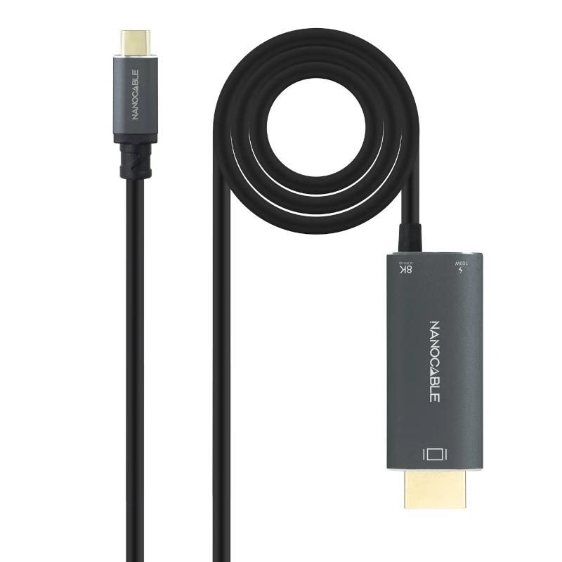 Cable d'imatge o so NANOCABLE USB-C/M-HDMI 2.1+USB-C/H PD 1.8 M