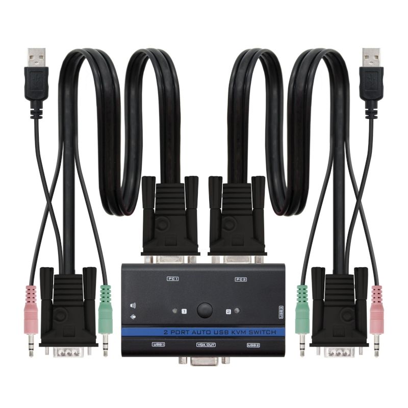 Commutador KVM VGA USB Nanocable 10.12.0001 1u-2PC+Cable