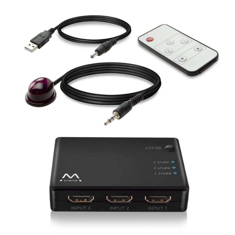 Commutador HDMI 4K 3x1 Ewent EW3730 amb comandament a distància