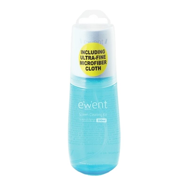 Screen cleaning kit Ewent EW5671, 200 ml spray + microfiber cloth