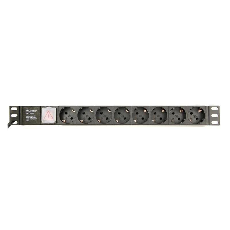Baie rack ou accessoire GEMBIRD PDU 8 tomas Schuko, 1U, 16A, cable de 3 m