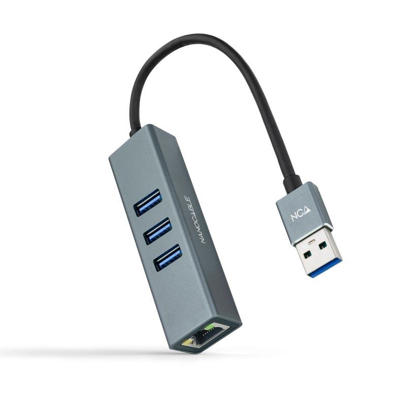 Câble, connecteur ou outil réseau NANOCABLE Conversor USB 3.0 Ethernet + 3xUSB 3.0