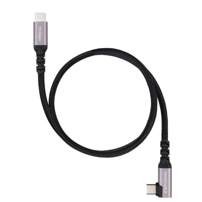 Cable o accesorio NANOCABLE Cable USB-C 3.2 GEN2 Acodado 100W 0.5 M