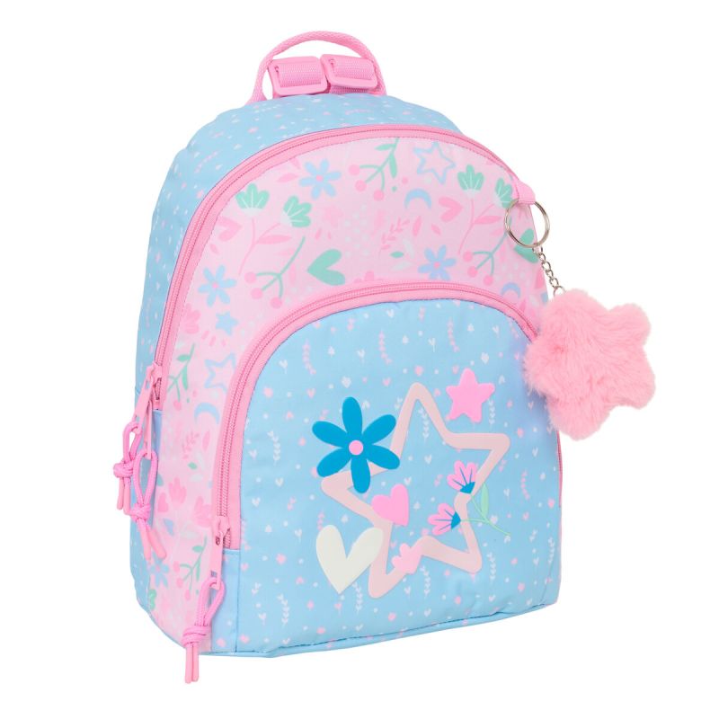Sac à dos BlackFit8 Smile Rose Bleu clair 25 x 30 x 13 cm Mini