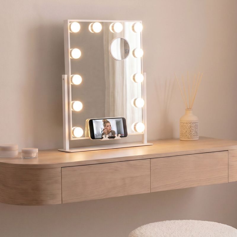 Miroir de coiffeuse inclinable à LED Hollywood Glarisse InnovaGoods 12 Ampoules