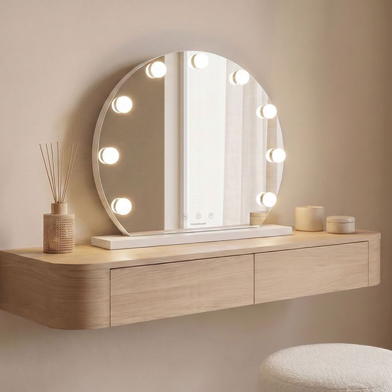 Miroir de maquillage rond avec LED Hollywood Gloette InnovaGoods 9 Ampoules