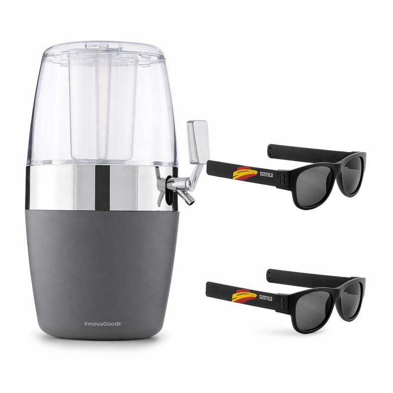 Pack distributeur de bière réfrigérant InnovaGoods et 2 lunettes de soleil enroulables Sunfold Spain Black