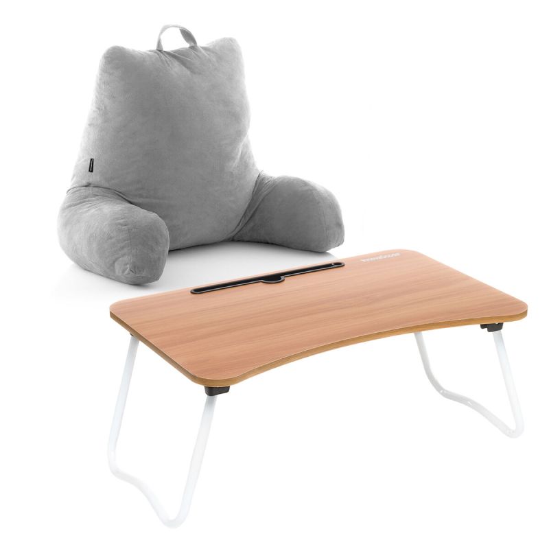 Ensemble Table Pliante d’Appoint et Coussin de Lecture avec Accoudoirs InnovaGoods