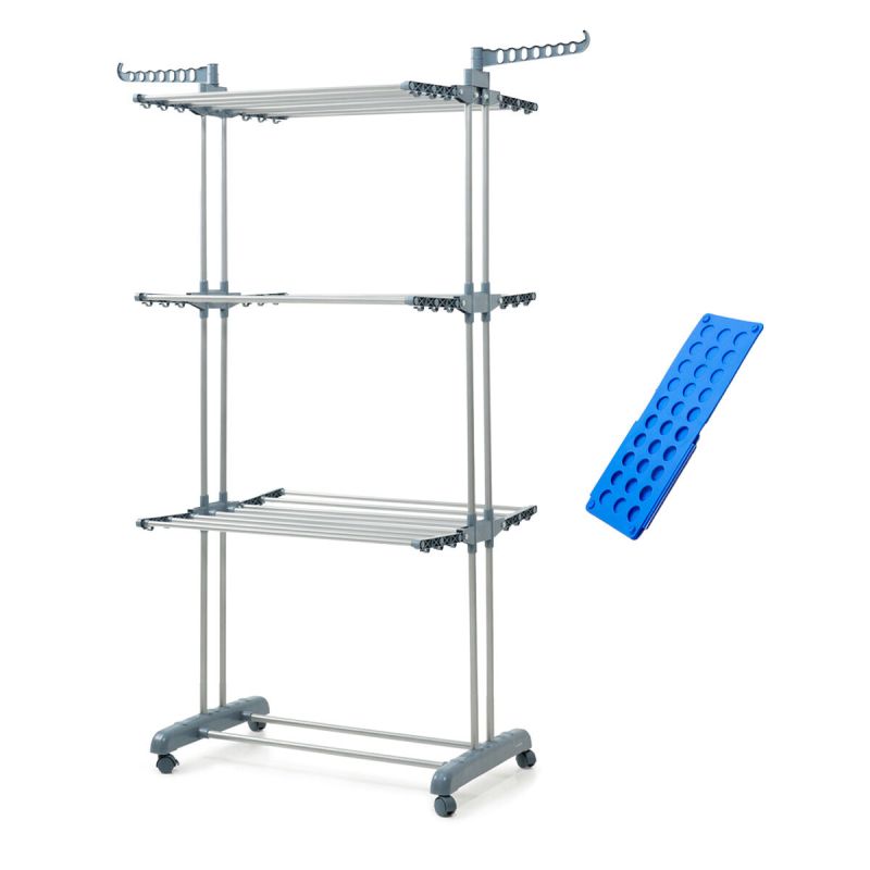 Pack Étendoir Pliant Vertical à Roulettes et Plieur de Linge InnovaGoods