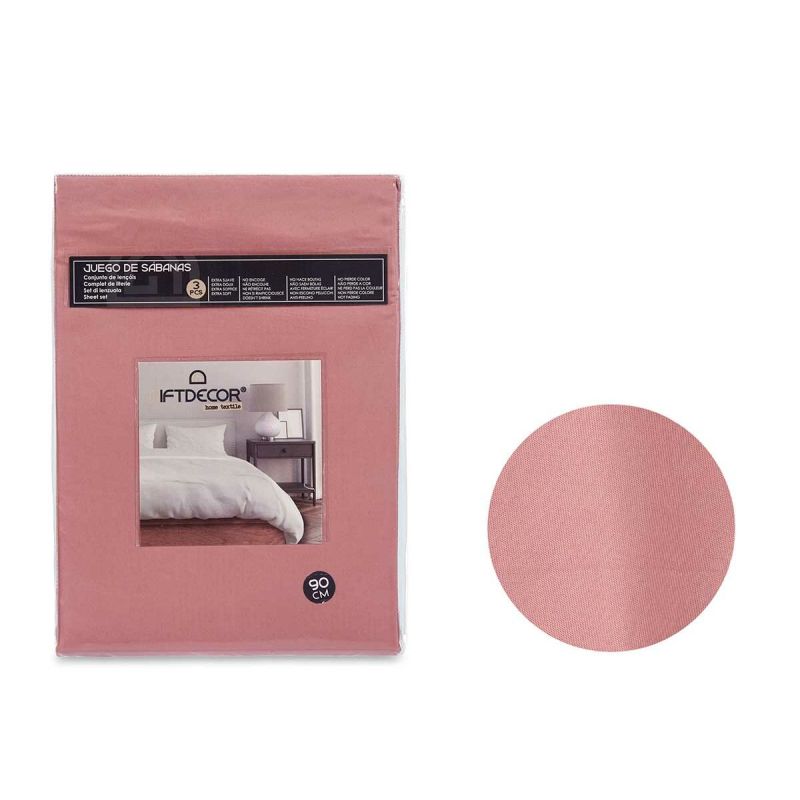 Jeu de draps Gift Decor Rouge Rose Lit 1 persone 3 Pièces