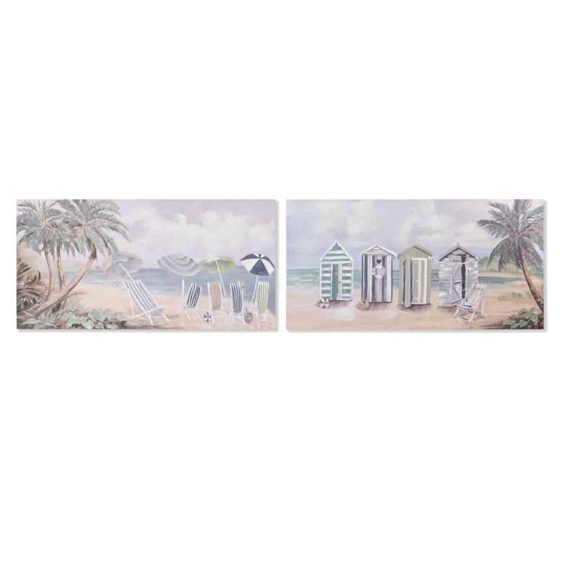 Toile Home ESPRIT Toile Bois MDF 120 x 3 x 60 cm Plage