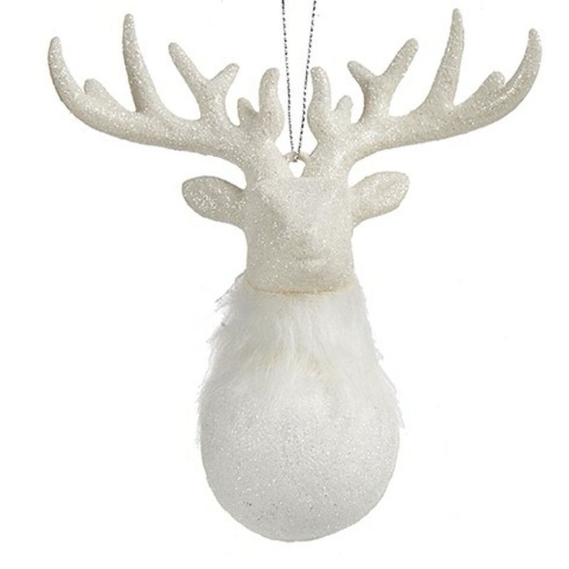 Adorno Navideño Krist+ Blanco Plástico Purpurina Reno 14 x 15,5 x 7 cm (24 Unidades)
