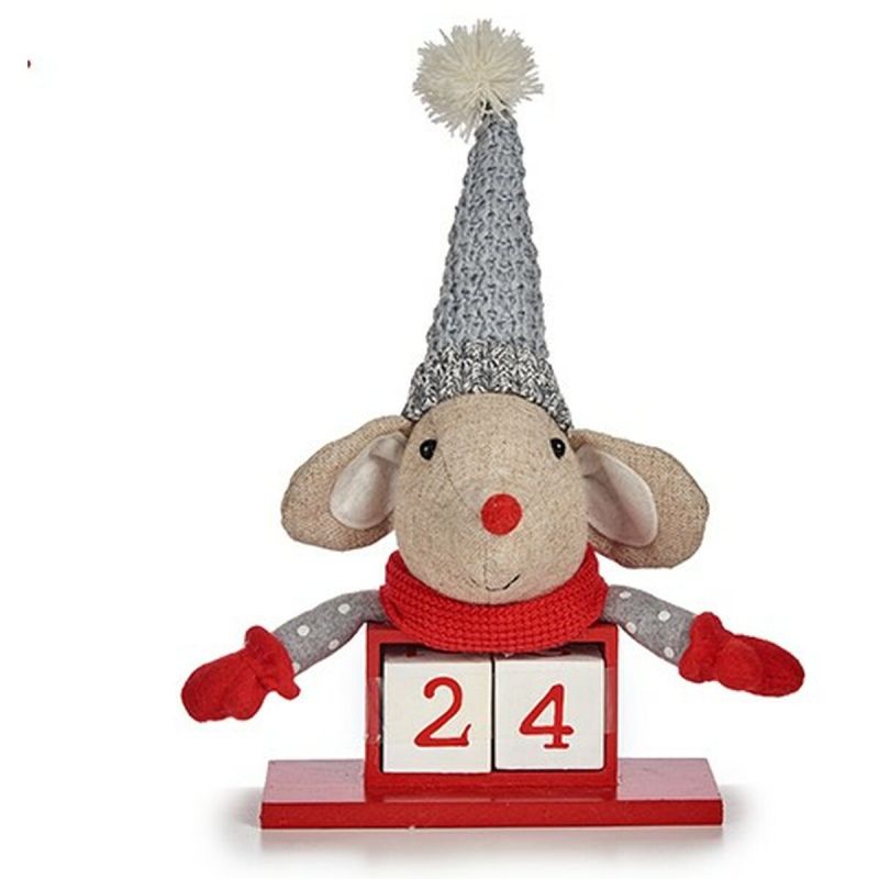 Décorations de Noël Krist+ Blanc Rouge Gris Crème Souris 20 x 11 x 20 cm Calendrier (8 Unités)