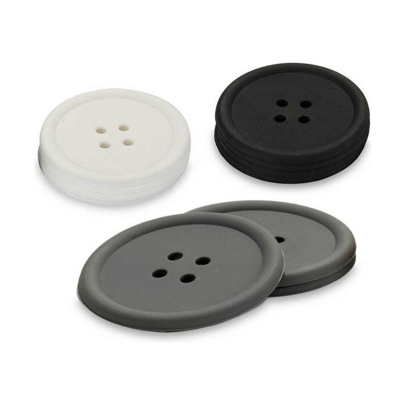 Dessous de verres Kinvara Blanc Noir Gris Silicone Plastique Bouton 9 x 2 x 9 cm 8,8 x 8,8 x 0,05 cm 8 x 0,05 x 8 cm 9 x 1,8 x 9