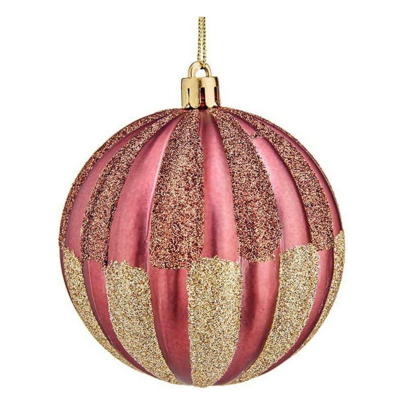 Boule de Noël Krist+ 00862 Rose PVC Plastique Ø 8 cm 6 Unités