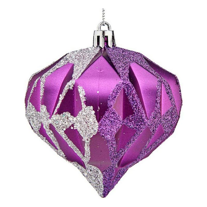 Boules de Noël Krist+ Violet Argenté Plastique Diamant Ø 8 cm 6 Unités