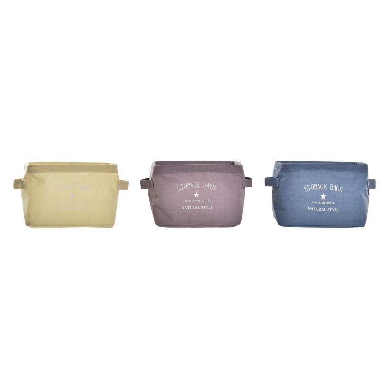 Panier DKD Home Decor Jaune Bleu Bordeaux Toile Moderne 20 x 16 x 15 cm (3 Unités)